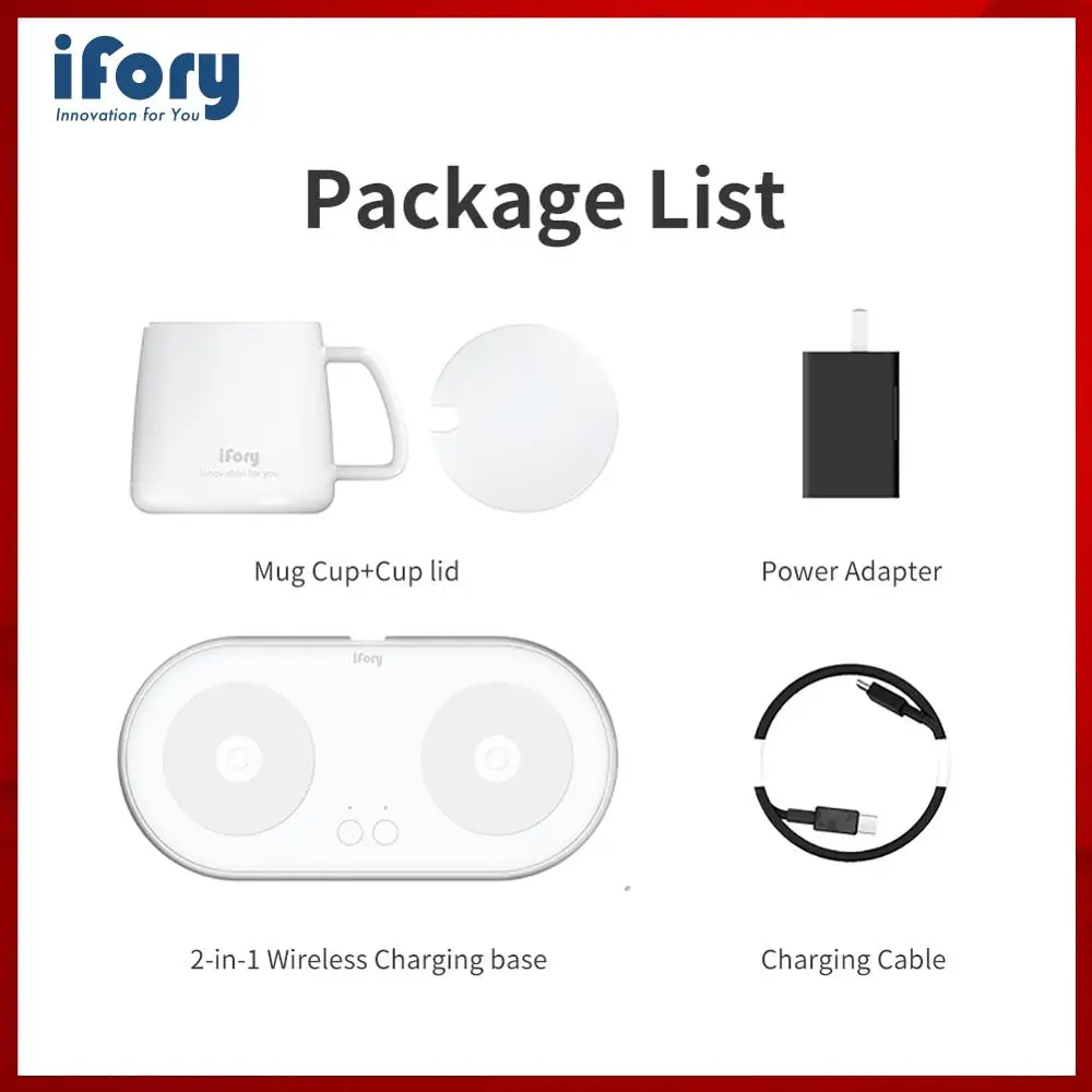 new high efficiency 2 in1 wireless charger for mobile phone gift box set with heating cup free global shipping