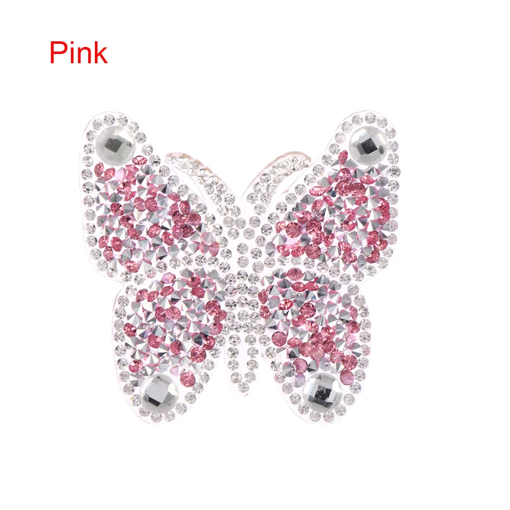 pink Высокое качество бабочки мотивы железные Стикеры-на исправление горный хрусталь патчи Одежда Аксессуары тепловой для переноса на одежду украшения - Цвет: pink