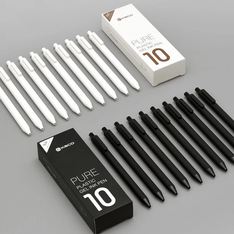 10 шт./лот, Xiao mi KACO, 0,5 мм, mi Sign, ручки для подписи, Gal, чернила для гладкого письма, прочные принадлежности для письма, черный, синий цвет, заправка