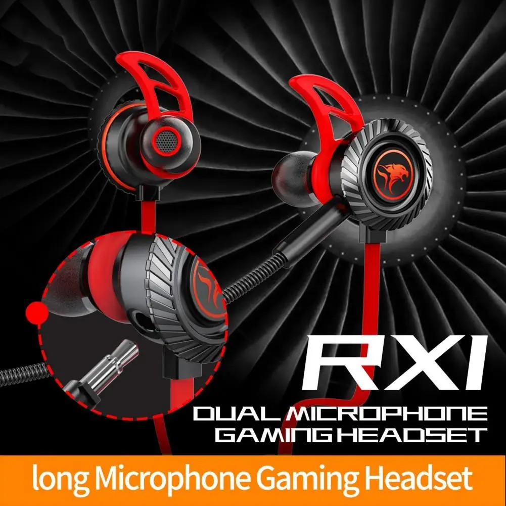

RX1 Gaming In-Ear Earphone 3.5mm Wired Headset For PUBG Gamer Headphones Hi-Fi Earbuds With Dual Microphone Detachable