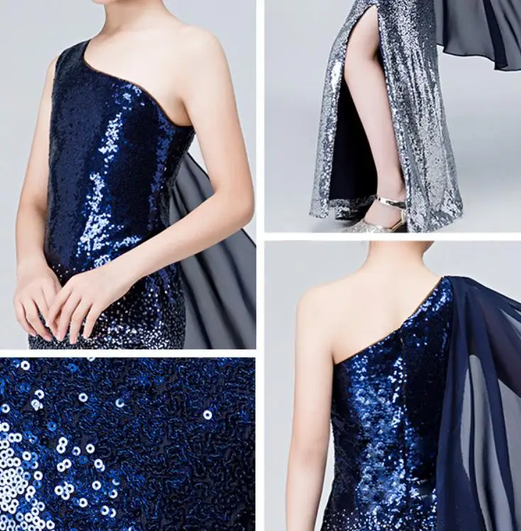 Платье принцессы с юбкой годе для девочек роскошное вечернее платье блестками