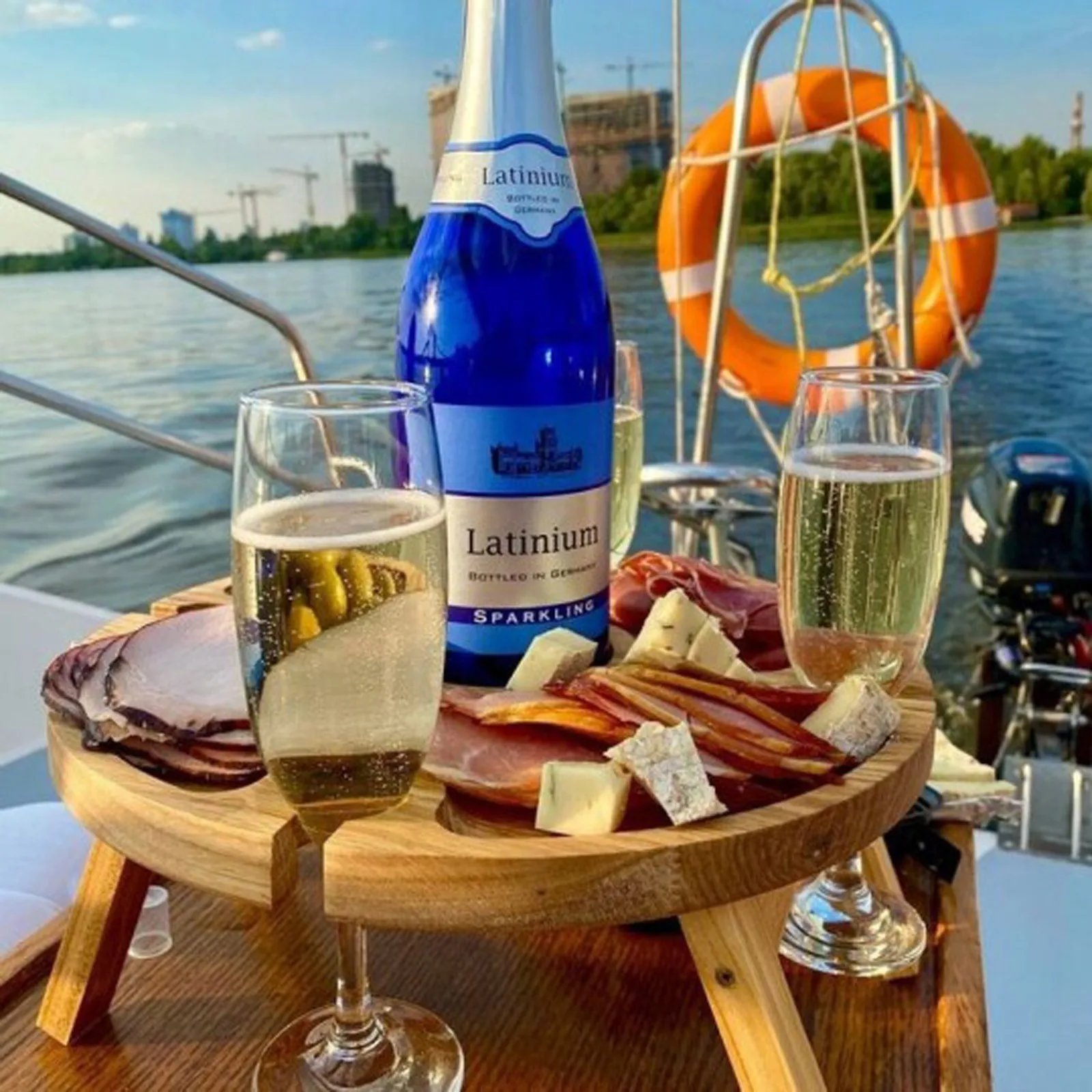 

2 In 1 Outdoor Multifunction Table Wine Glass Rack Mini Wooden Folding Picnic-Table With Glass Holder Easy To Carry Wine Rack