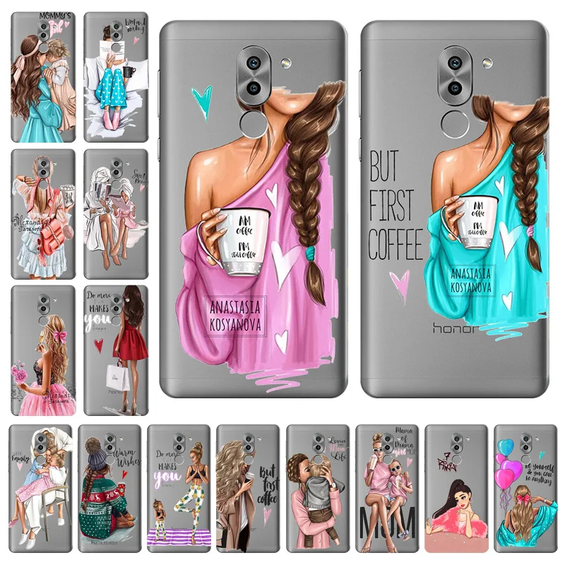 Чехол для Huawei Honor 6X Super Mama Girl Baby мягкий силиконовый чехол из ТПУ honor6x Coque Funda |