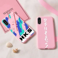 hks japan ae86 cool phone case for iphone 6 6s 7 8 plus x xs xr xsmax 11 12 pro promax 12mini candy pink silicone cover