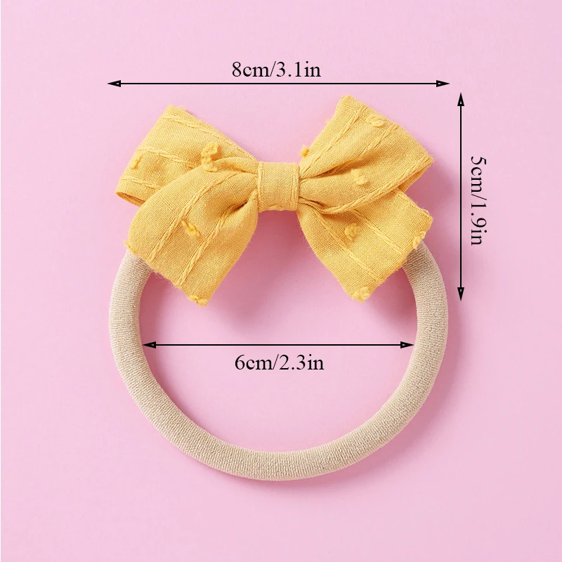 

Girls Bows Hair Accessories Cotton Linen Baby Bows Headband Super Soft Thin Nylon Hair Ring Infant Jacquard Head Bands