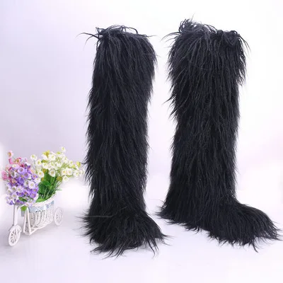 over the knee black SWONCO/зимние сапоги; женская обувь с искусственным лисьим мехом; зимние теплые ботфорты выше колена для женщин; Новинка года; модные женские сапоги - Цвет: over the knee black