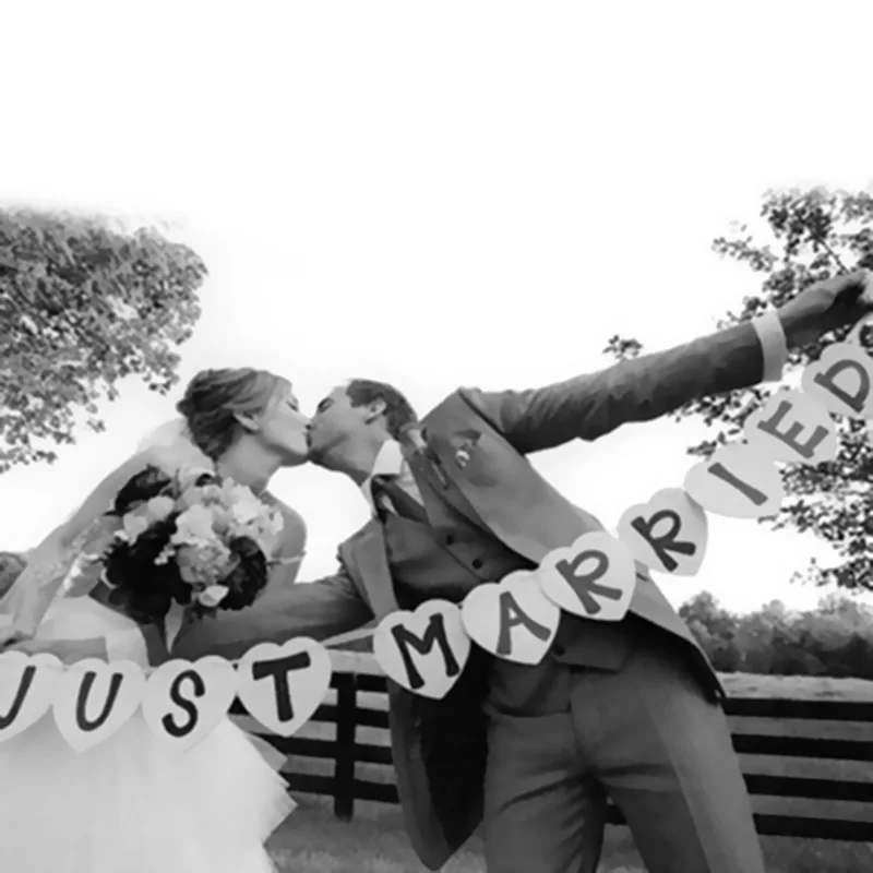 Высокое качество DIY буквы &quotтолько что женился&quot Свадебные баннеры вечерние