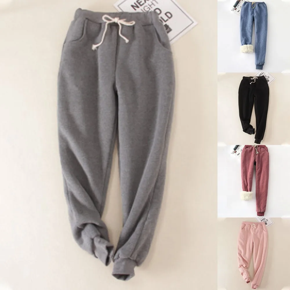 

Oversize Women Solid Casual Harem Pant Thicken Fleece Lined Warm Winter For Outdoor Sport Back To The Basics Pants