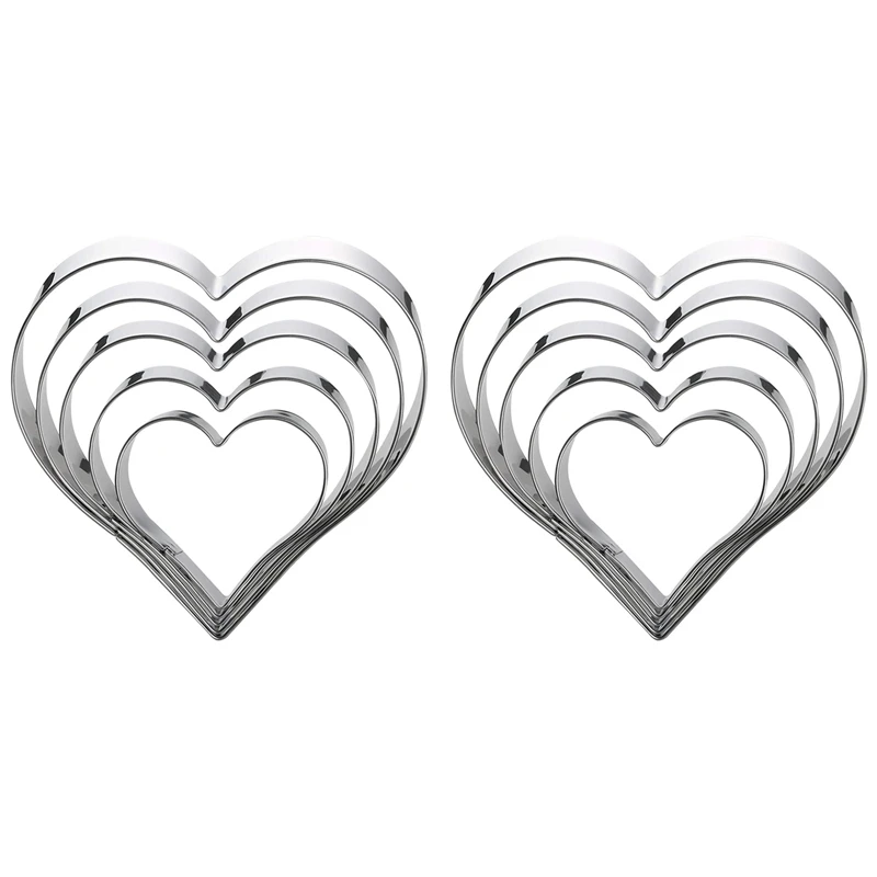 

2 набора/10 штук в форме сердца образная форма торта из нержавеющей стали бытовой набор форма для бисквитов печенья инструмент для выпечки