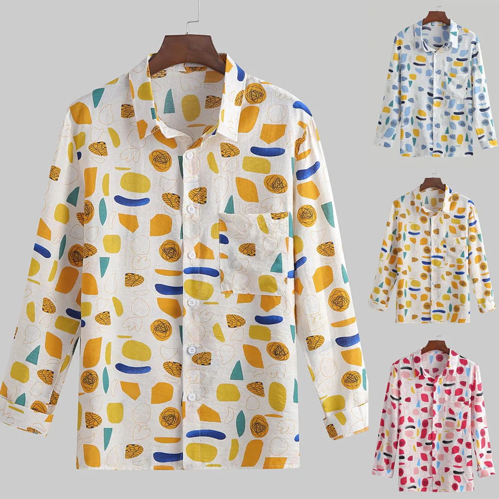 Пляжные рубашки 2020 Летняя мода camisa с принтом "кокосовое дерево" длинным