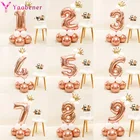 15 шт. розовое золото номер фольга, латекс шар День рождения украшения для детей для маленьких мальчиков и девочек 1 2 3 4 5 6 7 8 9 лет старый 1st на день рождения