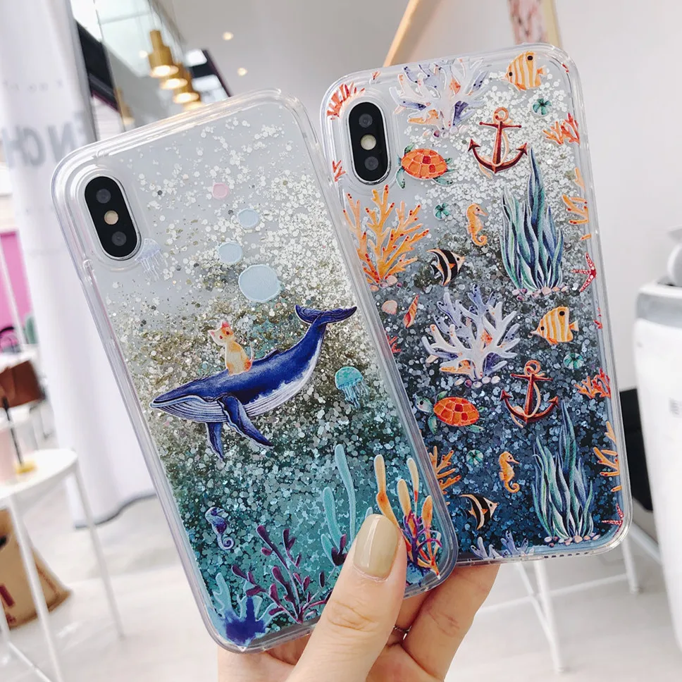 Чехол зыбучий песок Кит Акула коралл для HUAWEI P20 LITE мягкий чехол PRO NOVA 3 2S mate 20 pro