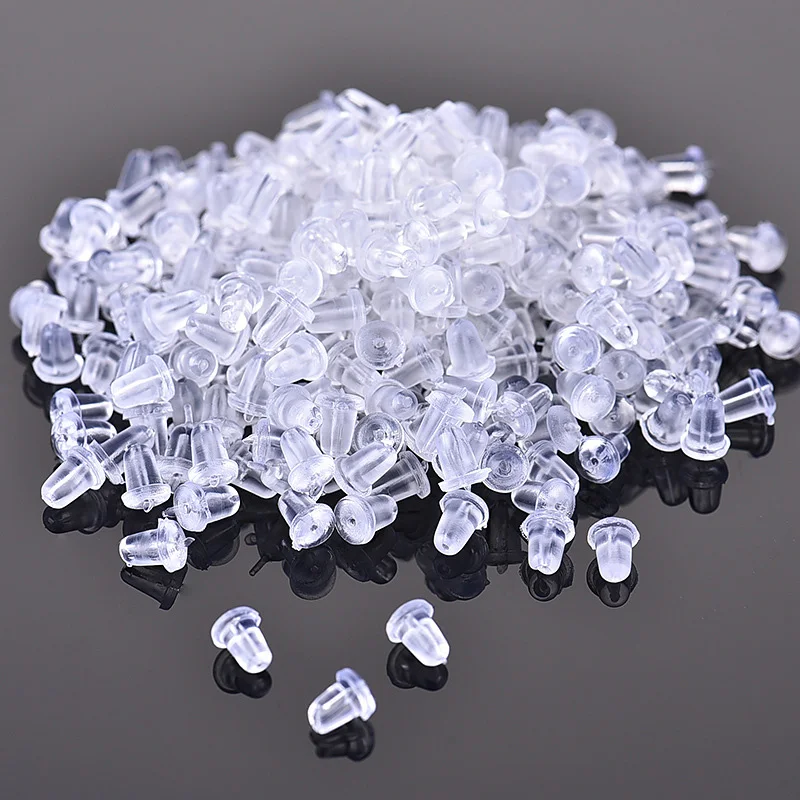

200Pcs Earring Back Stoppers Soft Silicone Rubber Ear Plugs â€‹Blocked Cap For Stud Earrings DIY Earring Findings Accessories