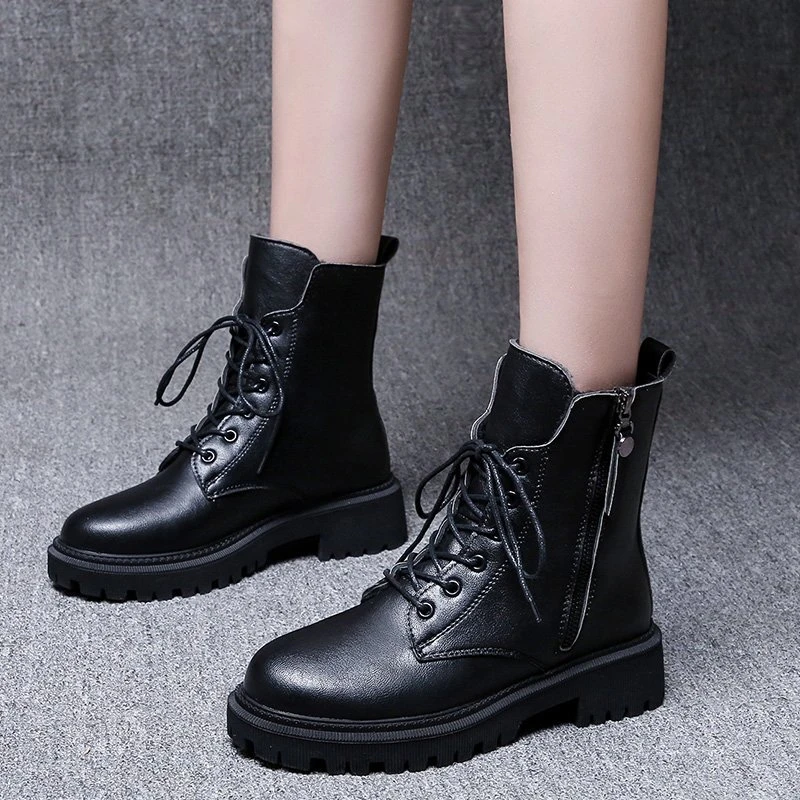 

Новые зимние ботинки 2021, женские ботильоны, сохраняющие тепло, плюшевые зимние женские ботинки, женские ботинки на плоской подошве со шнуро...