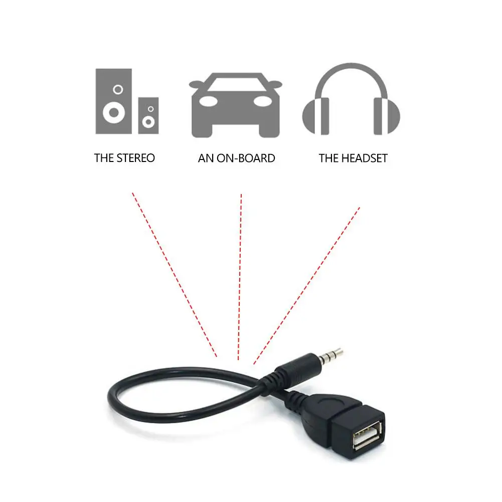 Высококачественный 3 5 мм Штекерный аудиоразъем AUX к USB 2.0 тип A женский