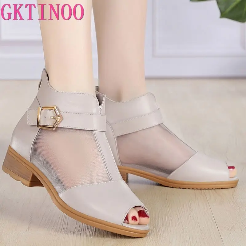 Женские босоножки на высоком каблуке GKTINOO летние туфли с открытым носком