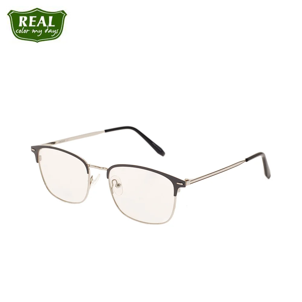 REAL Fashion Men Women Glasses Metal Classic Frame Myopic Glasses Optical Glasses Eyewear Half Frame Eyeglass Frames Unisex - Цвет оправы: C2