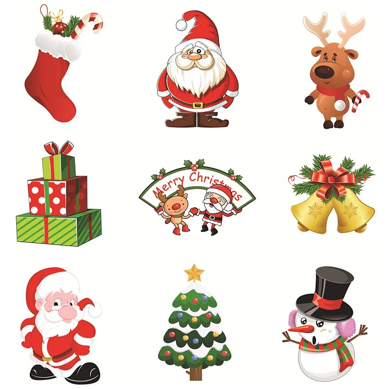 Мультяшная Рождественская наклейка s Санта Клаус/Снеговик/Лось стеклянная для
