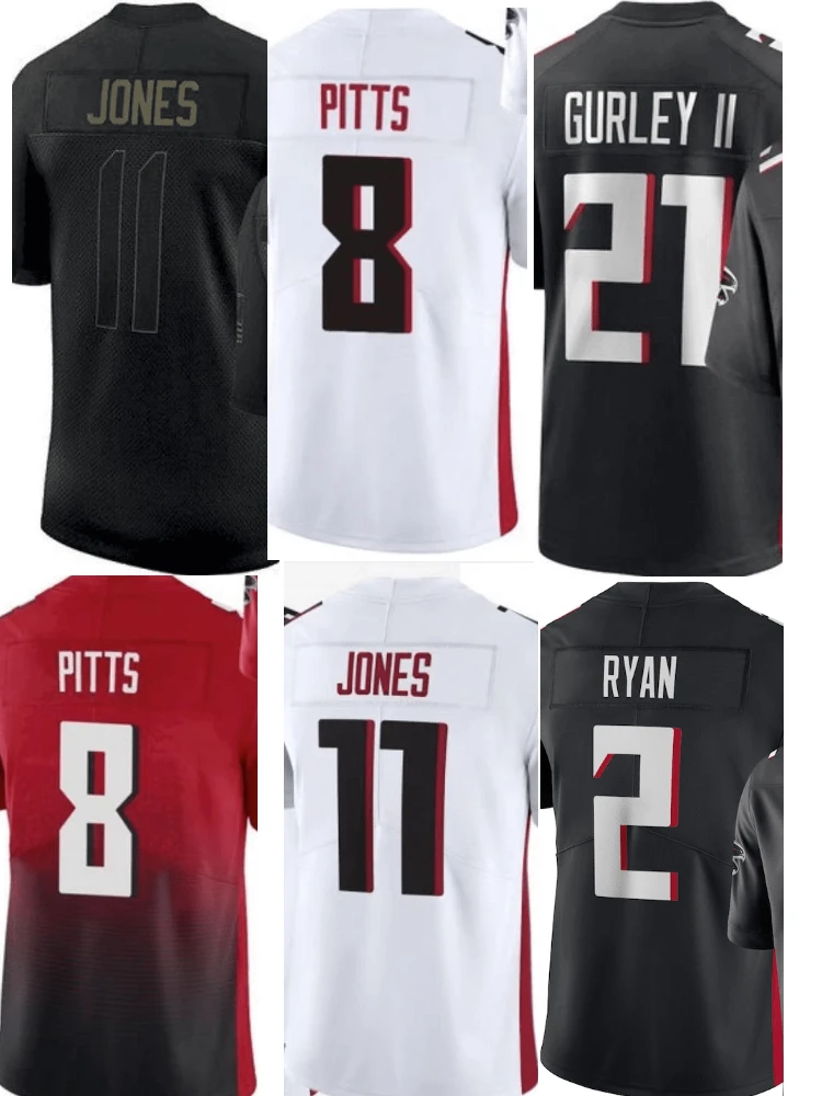 

2 Matt Ryan 8 Kyle Pitts 11 Julio Jones 21 Todd Gurley Ii American Football Jersey 2020 Rugby T-shirt Futbol Americano Jerseys