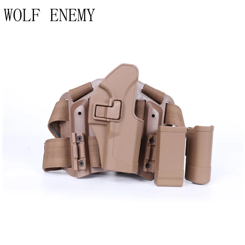 Тактическая кобура на бедро с правой ногой карманом для журнала и фонарика Glock 17 19