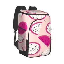 Protable Insulated Thermal Cooler Waterproof Lunch Bag Cute Dragon Fruit Picnic Camping Backpack Double Shoulder Wine Bag