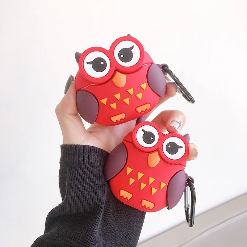 Чехол с 3D рисунком птицы совы для AirPods 1 2 Pro Box мягкий силиконовый чехол милыми