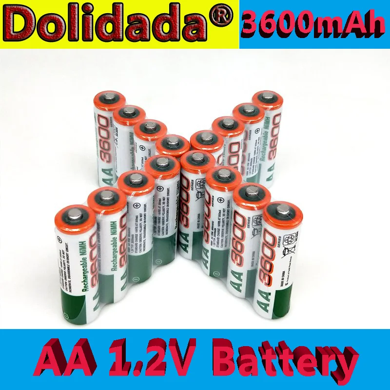 100% новая аккумуляторная батарея Dolidada AA 3600 мАч никель металлогидридная 1 2 в