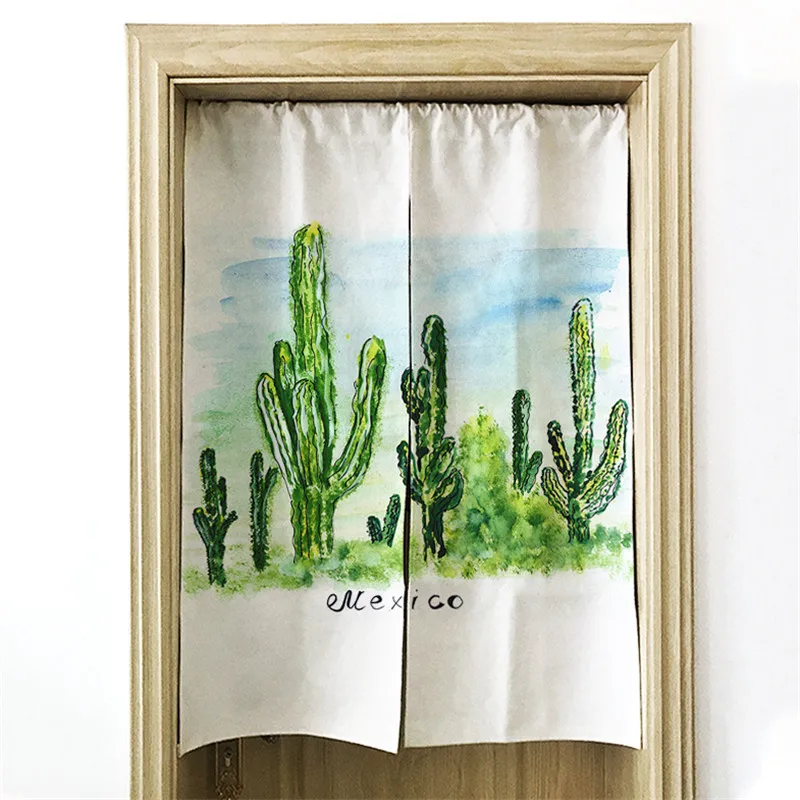 Cactus linen art curtain partition kitchen bedroom porch | Дом и сад