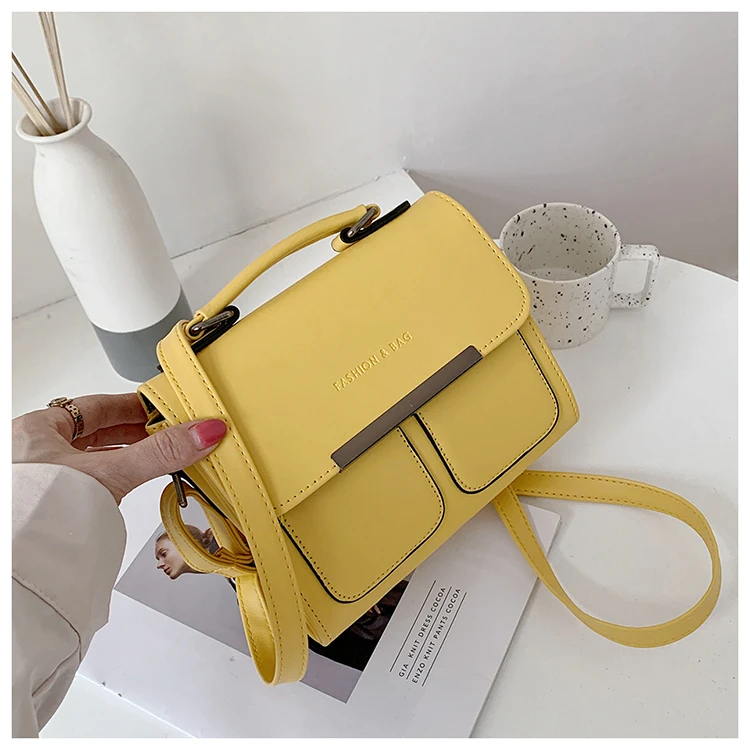 

2021 Internet celebrity ladies bag women trend shoulder bag simple texture multiple colors messenger with cover small square bag