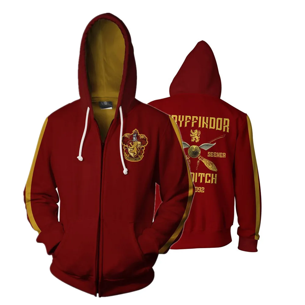 Wizardry Gryffindor Slytherin Ravenclaw косплей костюм для мужчин и женщин толстовки пуловер Trackusits Повседневная куртка на молнии