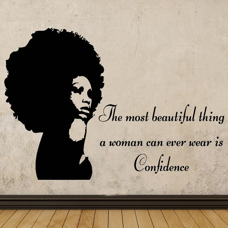 

Tribal African Woman Woman Silhouette Wall Stickers Home Decor Living Room Black Inspirational Quote Wallpaper Decals DW10264