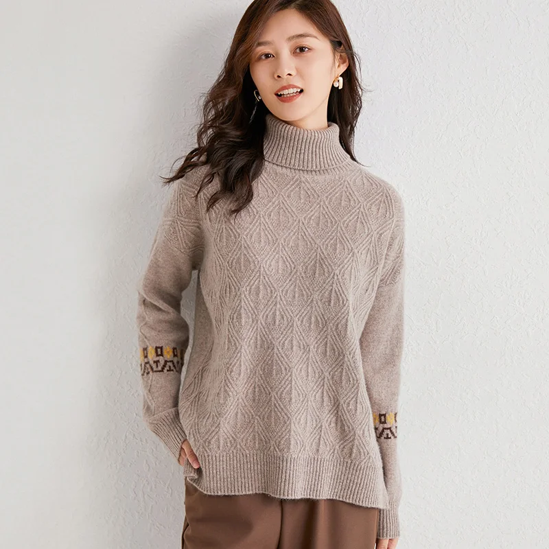 adishree 2020 woman winter 100% Cashmere sweaters and autumn knitted Pullovers High Quality Warm Female thickening Turtleneck