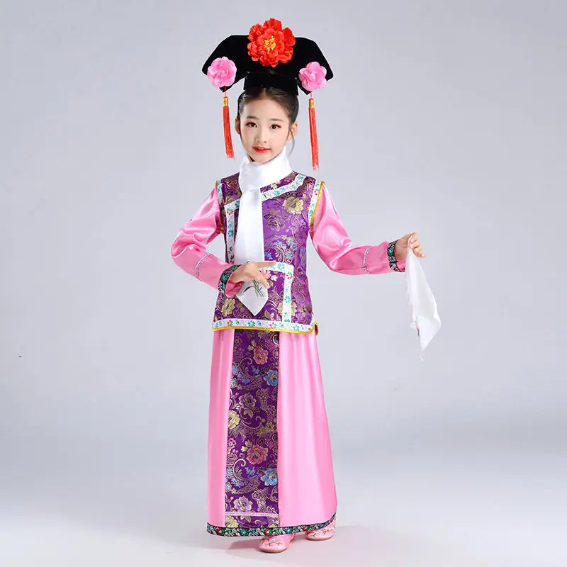 Детский костюм китайского народного танца традиционный китайской династии Цин