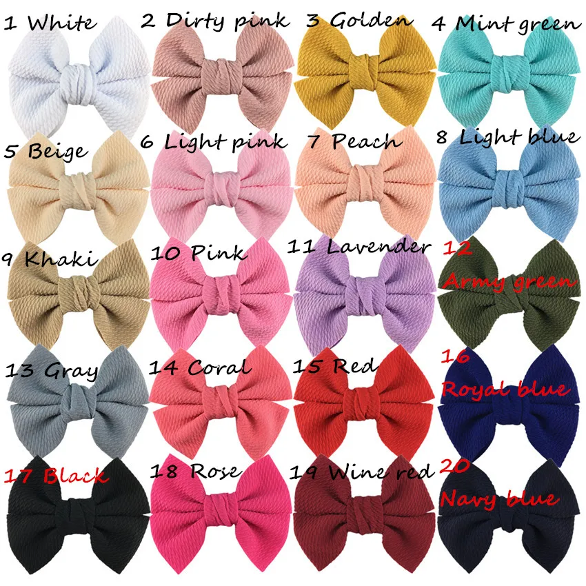 Банты для волос вафельные однотонные 100 шт./лот 4 5 дюйма без зажима