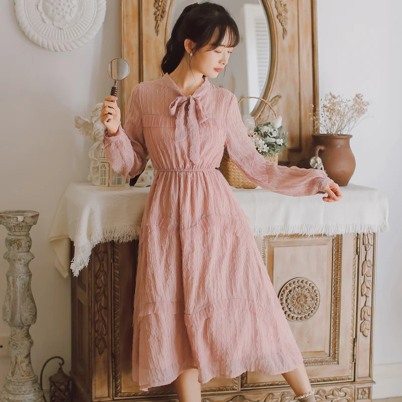 

Women's Dress Mujer Vestidos 2021 New Spring French Long Dress Autumn Winter Wild High Waist Bottoming White Pullover Dress E478