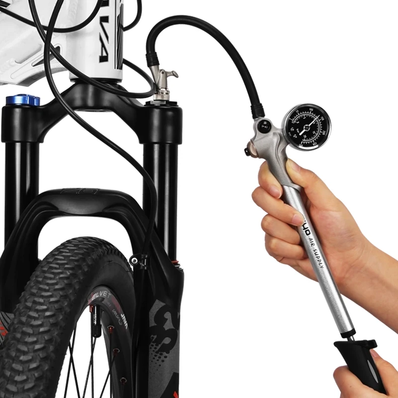 

Bicycle Pump With Gauge High Pressure Hand Mini Pump Hose Air Inflator Schrader Cycling Fietspomp Shock Fork Tire Bike Pump