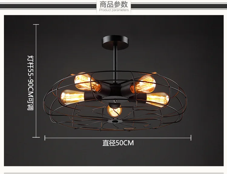 

Vintage Retro Creative Fan Ceiling Light Fixture Loft Industrial American Style Bar Cafe Kitchen Room Wrought Iron Hanging Lamp