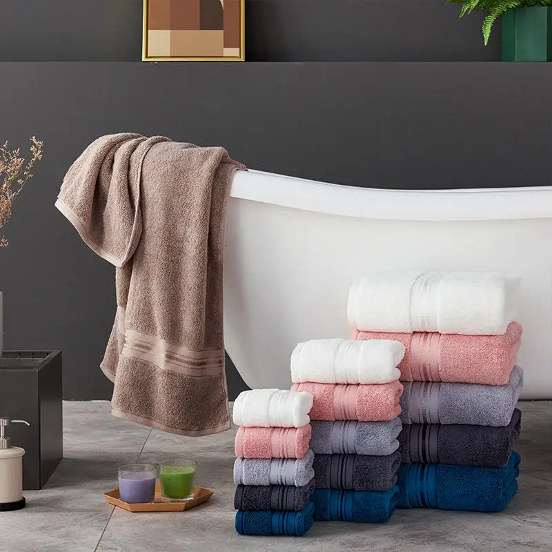 

Solid color 100% cotton super absorbent quick drying household adult towel
