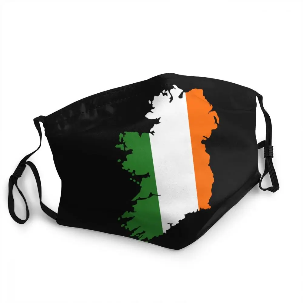 

Ireland Flag Map Non-Disposable Face Mask Adult Irish Patriotic Anti Dust Protection Cover Respirator Mouth-Muffle