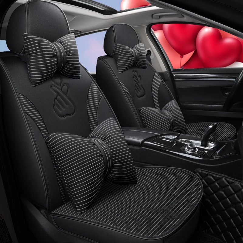 Full Coverage PU Leather car seat cover flax fiber auto seats covers for Mercedes benz aclass cla c slc slk cls e cl class | Автомобили и
