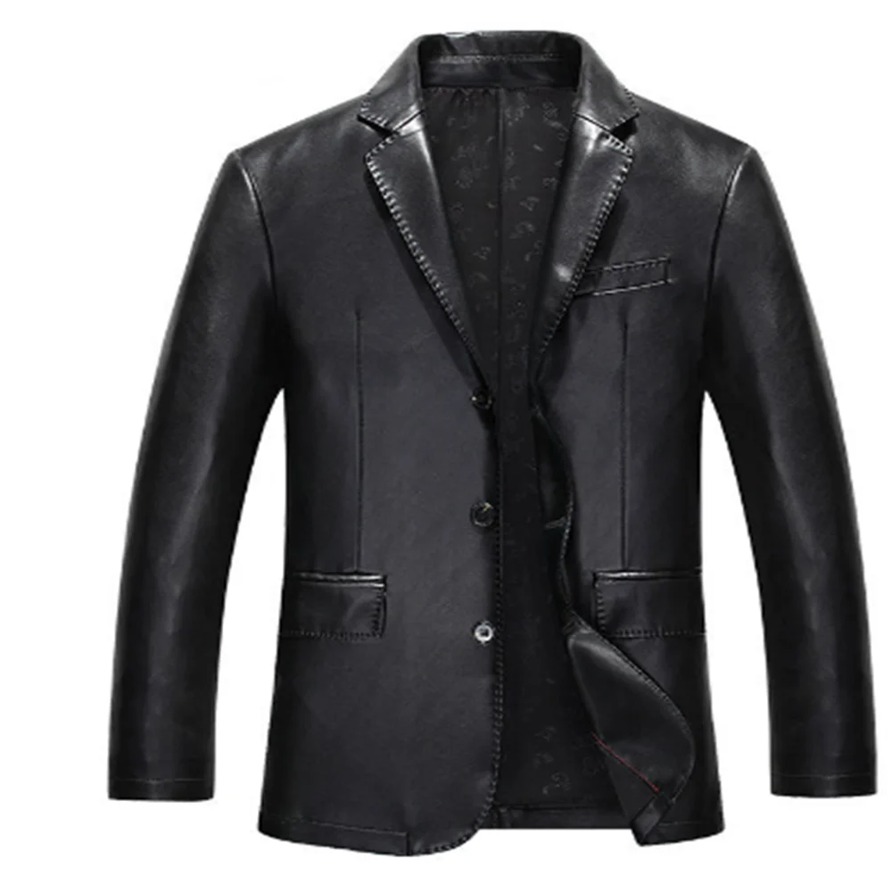 

Новый весенне-осенний деловой костюм с отворотом, однобортная кожаная куртка, пальто, Мужское пальто, верхняя одежда, топы