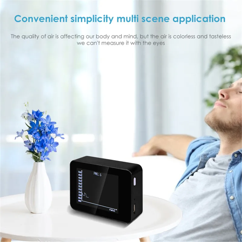 

Meter Air Quality Monitor PM2.5 Detector Detection Of Indoor Pollution With LCD Display PM1.0 Detector For Home Office Black New