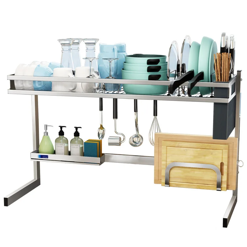 

Сушилка для посуды, органайзер для кухонной раковины в холодильнике, органайзер из нержавеющей стали, кухонная стойка