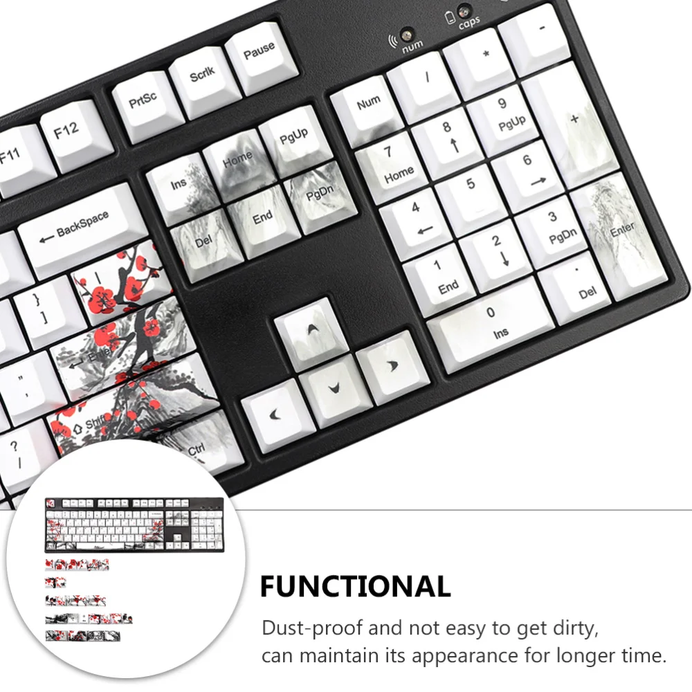 

1 Set of 128Pcs Decorative Keycaps Novel Mechanical Keyboard Personalized Keycap