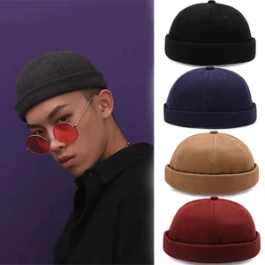 Men Women Docker Hat Brimless Beanies Caps Vintage Dome Hat Cotton Adjustable Beanie Hats Fashion St in USA (United States)