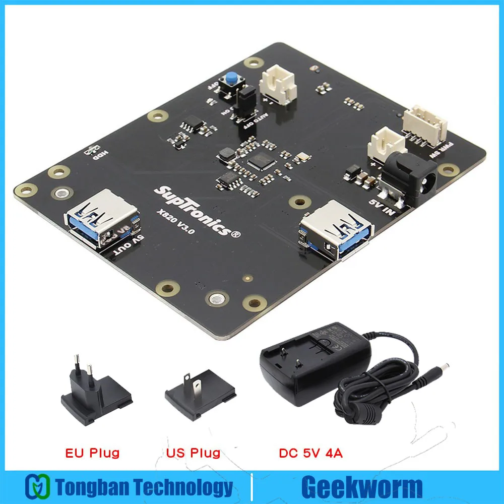 Адаптер питания постоянного тока 5 в 4 а с вилкой Стандарта ЕС/США + X820 V3.0 2 дюйма SATA