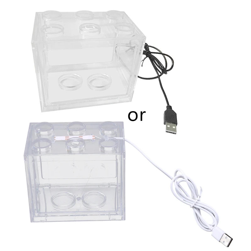 

Мини аквариум WSND с USB и светодиодной лампой, Настольный светильник для дома и офиса, аксессуары для украшения чайного столика