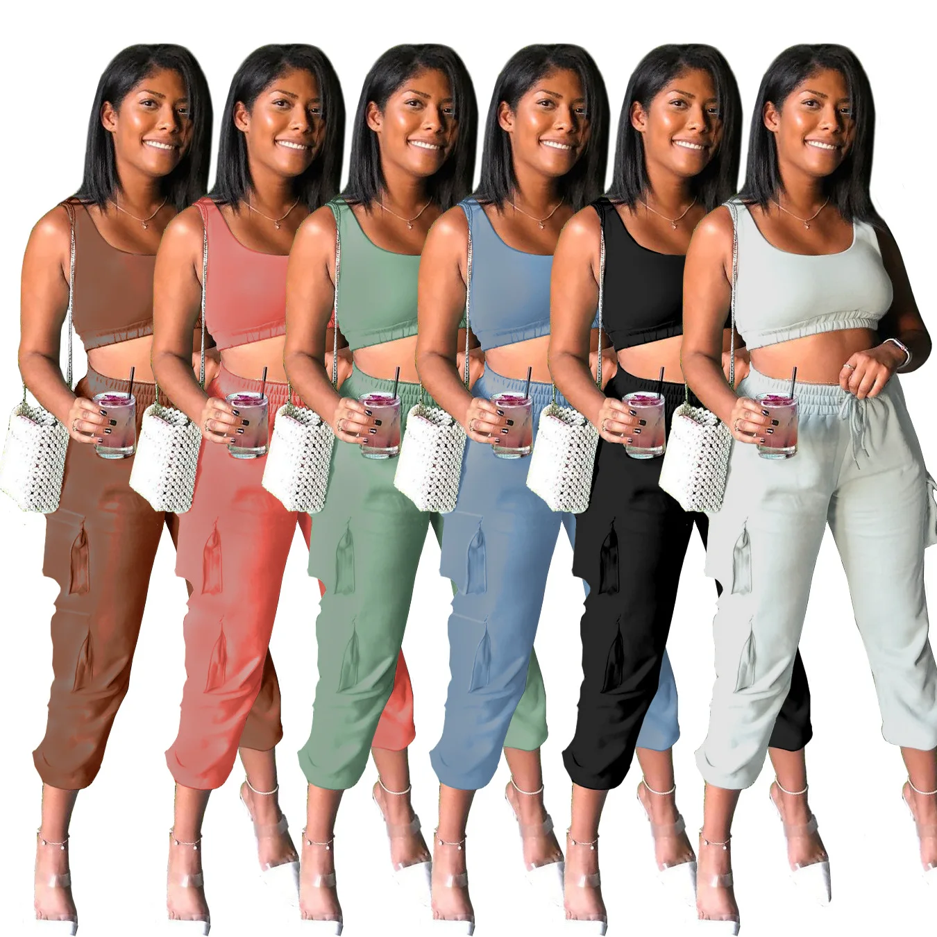 

2021 summer new leisure cartoon print sport two piece fashion o-neck short sleeve T-shirt and pants women's suit