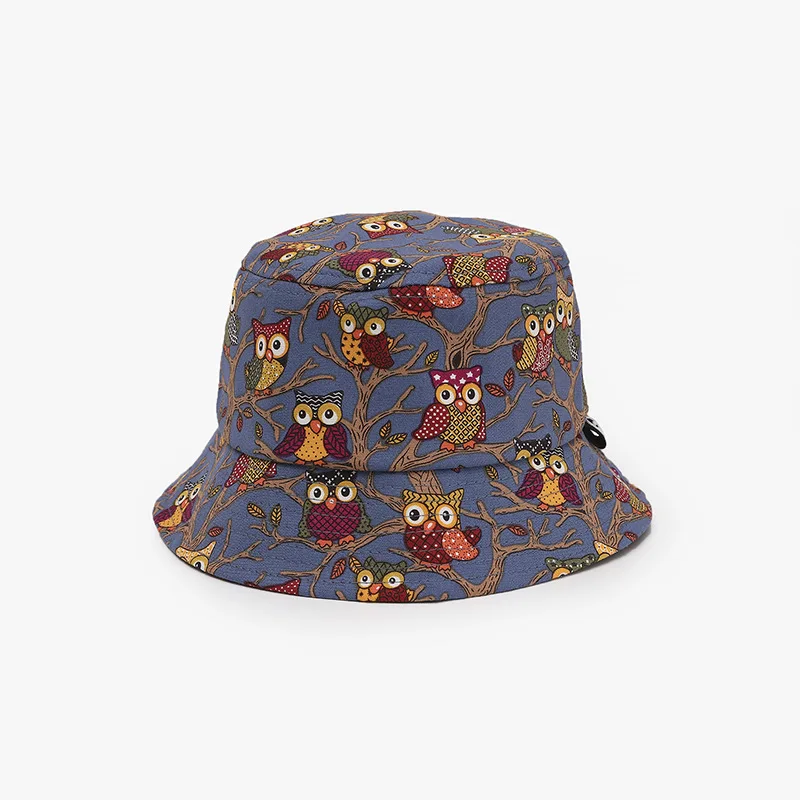 

Personalized Children's Fisherman Hat Owl Print Trend Flat Top Basin Hat Big Edge Sun Shade Baby Hat Photography Props