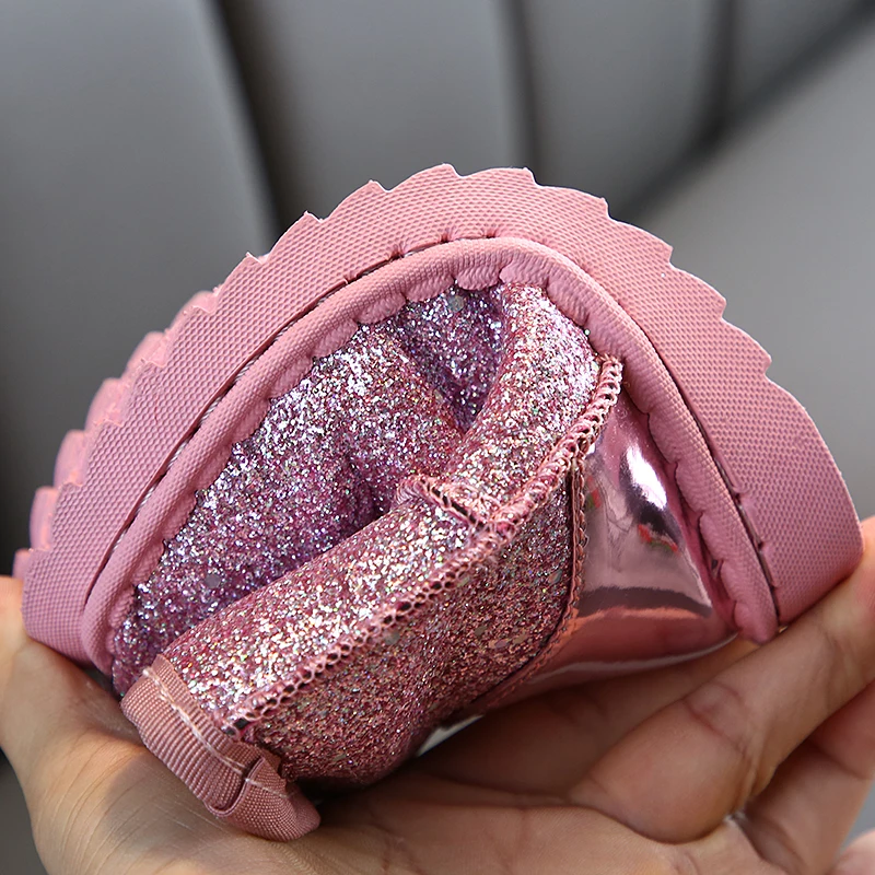 Новые зимние плюшевые ботинки CUZULLAA для девочек детские ботильоны с блестками